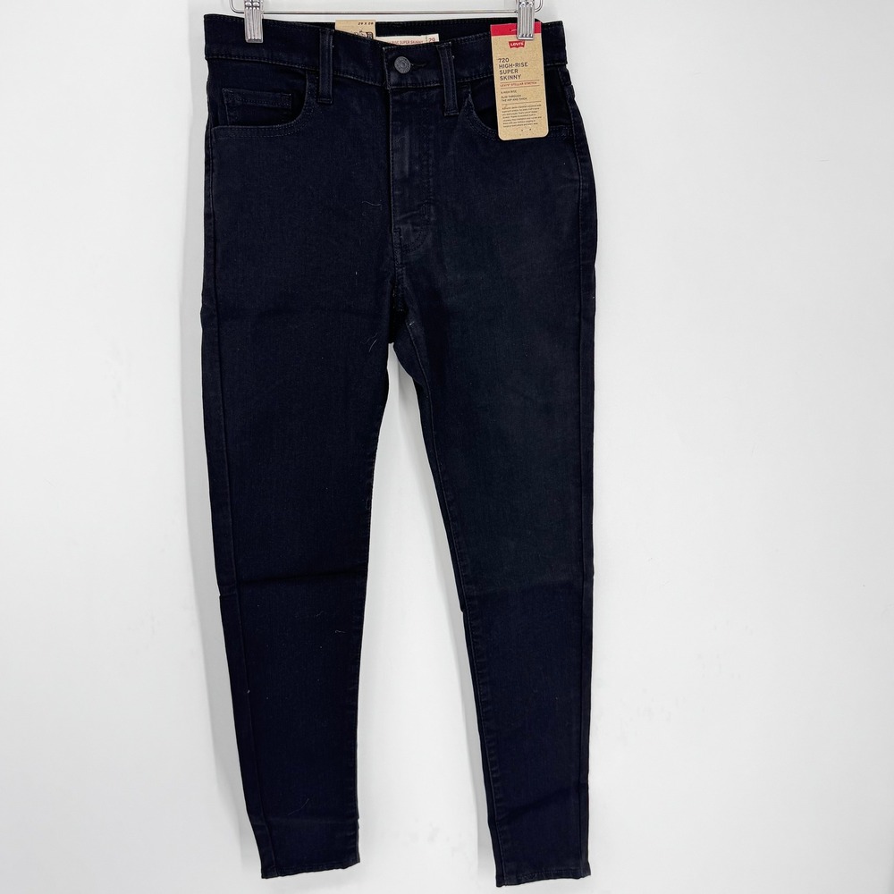 Levi's 720 High-Rise Super Skinny Jeans Women 29 Black‎ Stellar Stretch Denim